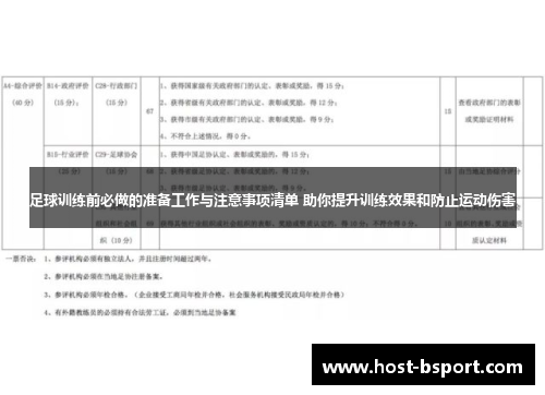 足球训练前必做的准备工作与注意事项清单 助你提升训练效果和防止运动伤害